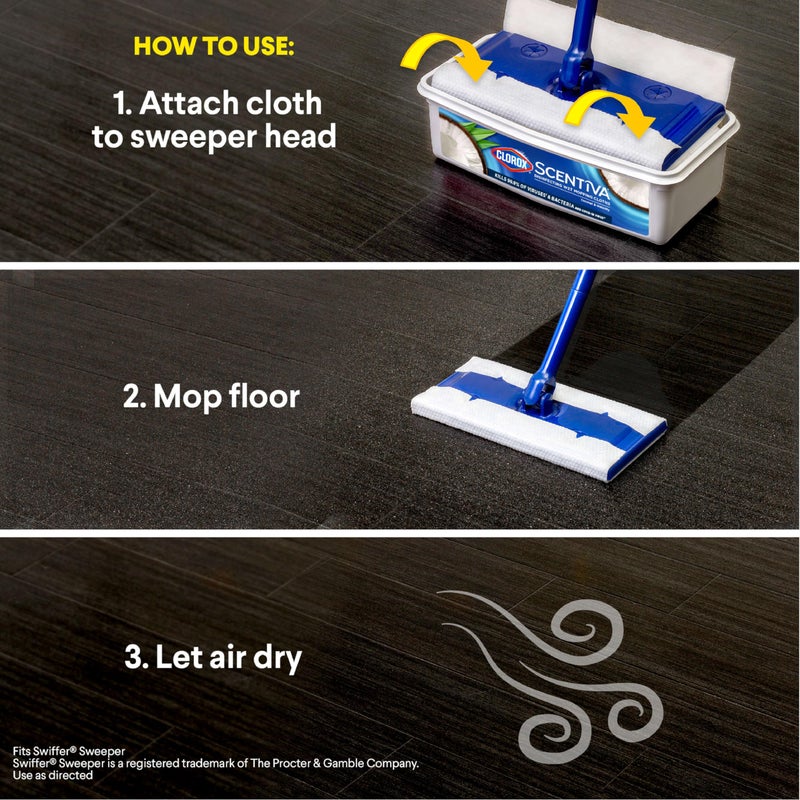 Clorox Scentiva Disinfecting Wet Mopping Cloths, Pacific Breeze and Coconut, 24 Wet Refills (Package May Vary) - Image 5