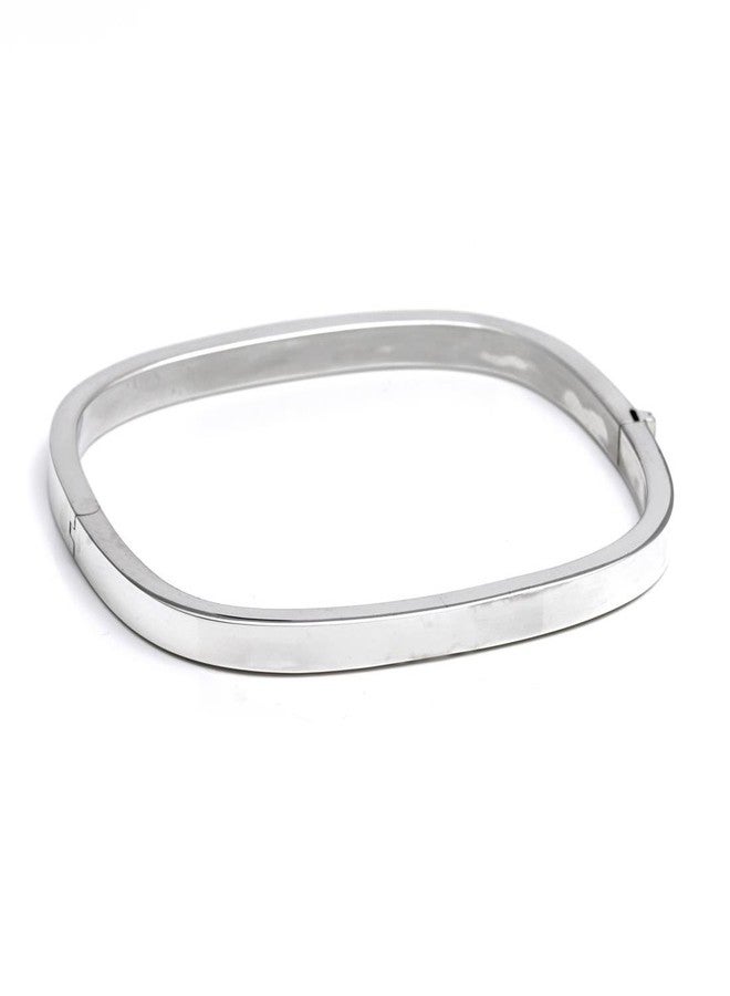 Silverly 4mm Rectangular Hinged 925 Sterling Silver Bangle - Elegant Chunky Square Tube Bracelet - Mum Auntie Wife Birthday Gifts - Classic Solid Silver Bracelets for Women - Image 1