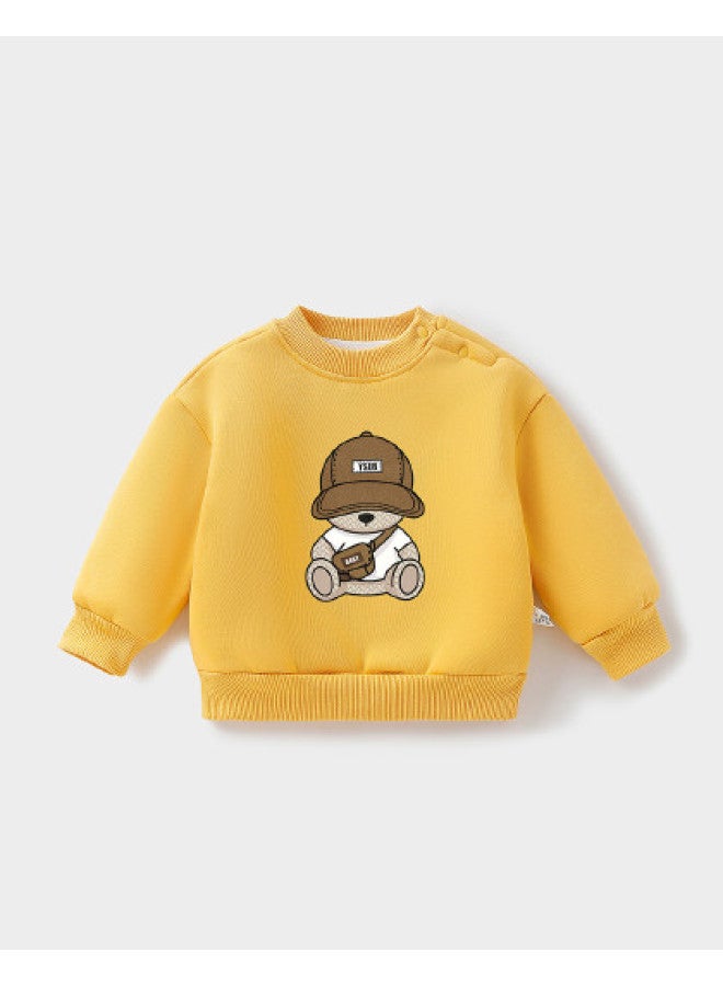 YISHUANGER Baby Bear Fleece Hoodie Autumn Winter Infant Top Thickened Warm Clothing Spring Style Boys' Inner Wear Chinese New Year Outfit - Image 1
