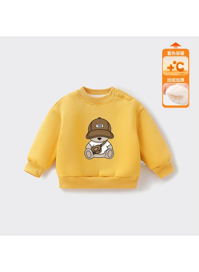 YISHUANGER Baby Bear Fleece Hoodie Autumn Winter Infant Top Thickened Warm Clothing Spring Style Boys' Inner Wear Chinese New Year Outfit - Image 2