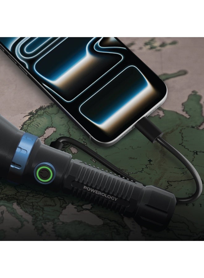 باورولوجي مصباح كشاف LED بشحن USB-C مع بنك طاقة مدمج ، إضاءة واسعة 4500 لومن، مقاوم للماء IPX4، طراز VESTA - Image 4