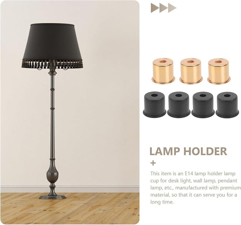 7 قطع من أكواب حامل المصباح الأسود الذهبي أجزاء مأخذ الضوء DIY لغرفة النوم المعيشة المكتب - Image 3