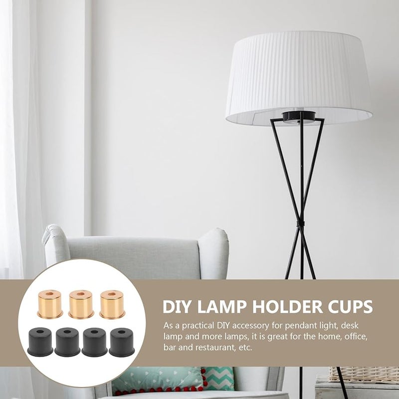 7 قطع من أكواب حامل المصباح الأسود الذهبي أجزاء مأخذ الضوء DIY لغرفة النوم المعيشة المكتب - Image 5