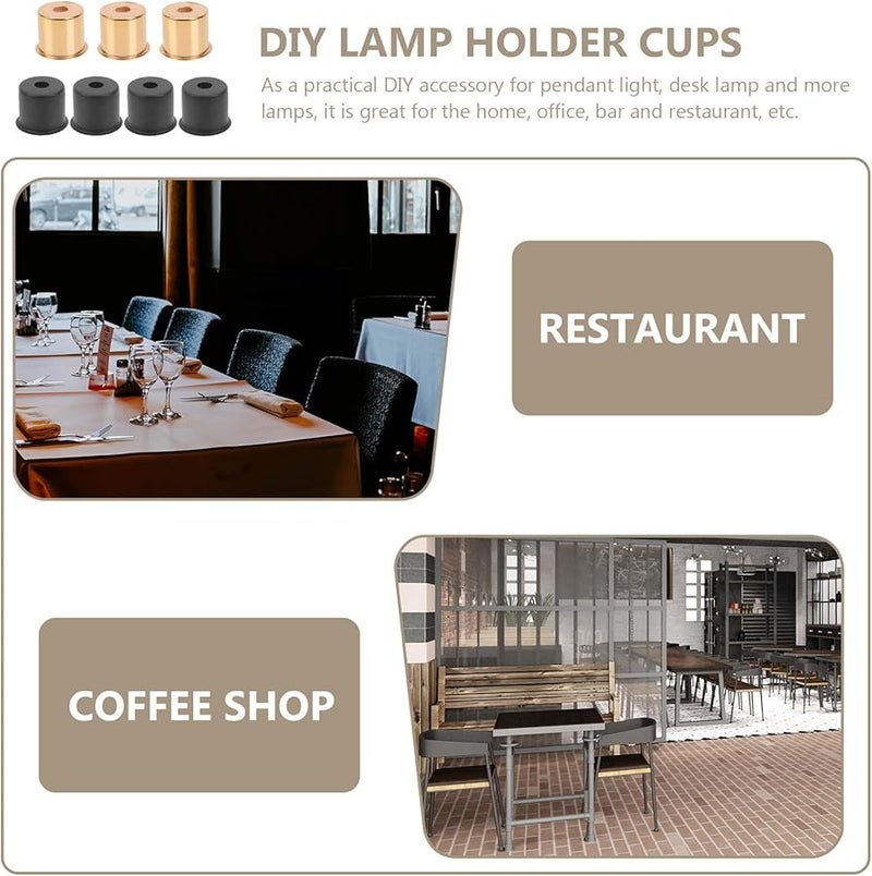 7 قطع من أكواب حامل المصباح الأسود الذهبي أجزاء مأخذ الضوء DIY لغرفة النوم المعيشة المكتب - Image 4