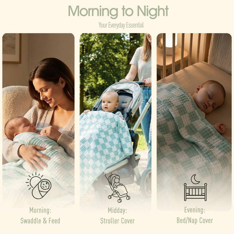 HardNok Ultra Soft Muslin Baby Blanket, A Versatile Swaddle and Bed Blanket for Babies, Toddlers, Boys, and Girls (1 Pack). - Image 4