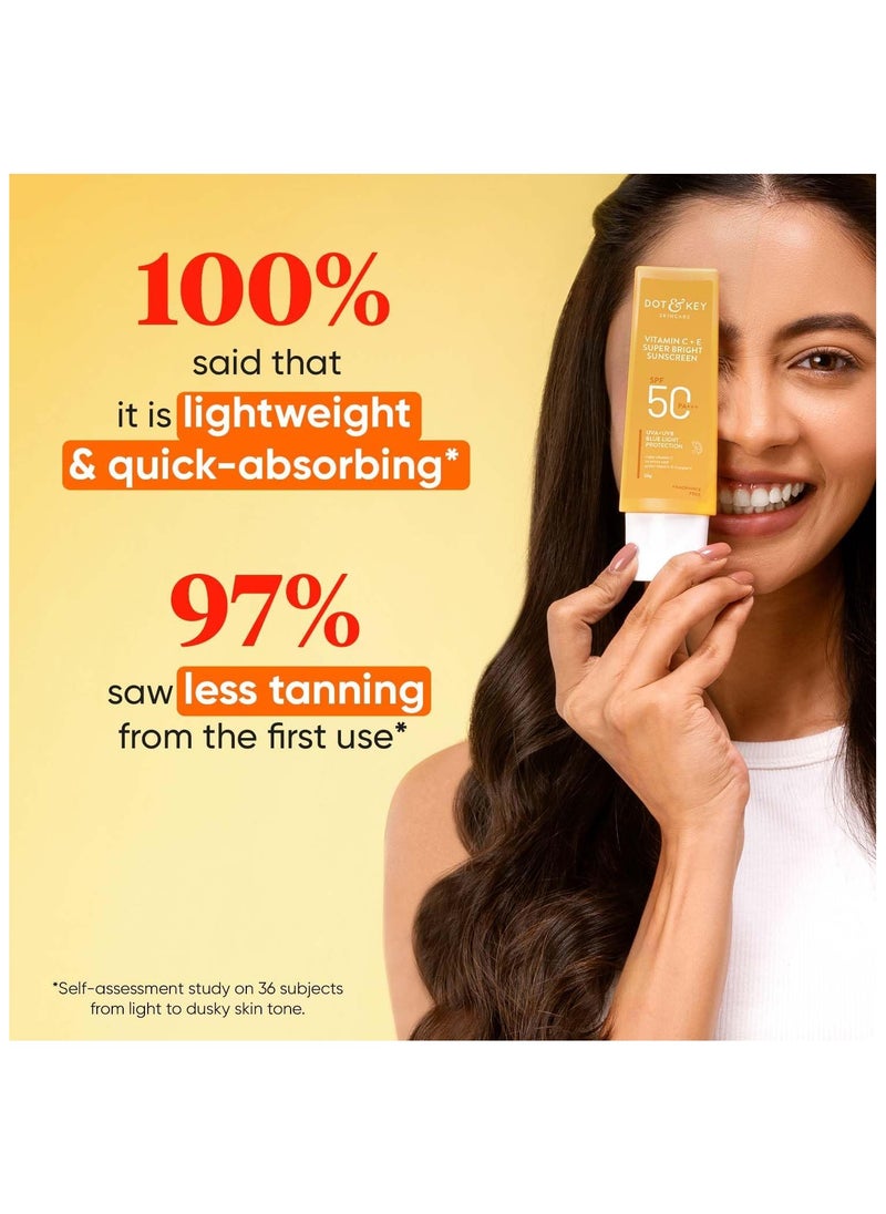 Dot & Key - Sunscreen SPF 50 PA+++ with Vitamin C + E for Even Toned & Glowing Skin, 50g - Image 1