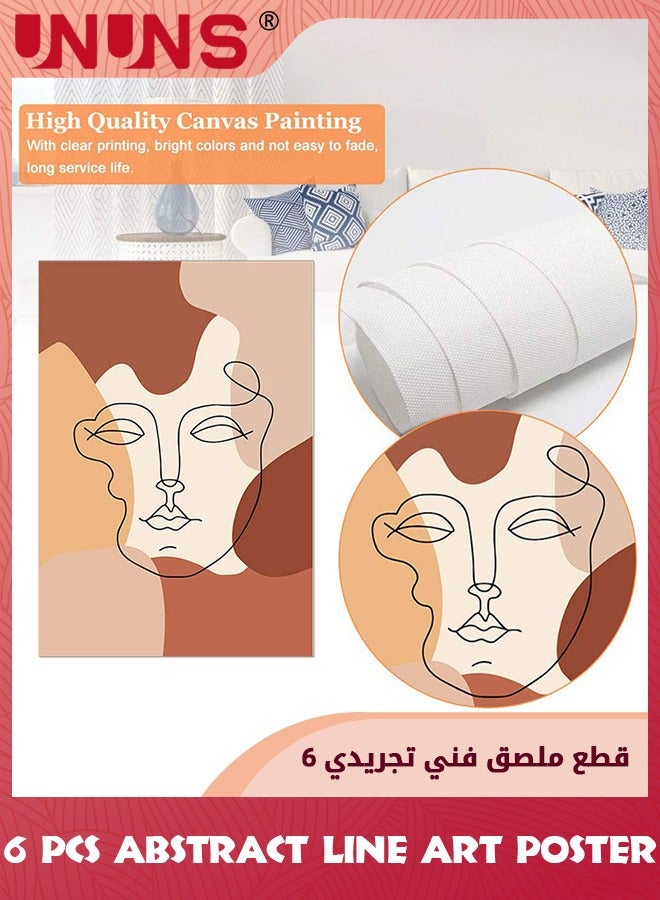 UNUNS Abstract Line Art Poster,6 Pcs Minimalist Wall Art Prints Modern Boho Aesthetic Art Room Decor,Woman Face Landscape Geometric Drawing Wall Art For Bedroom Living Room Dorm Hallway,Unframed 21x30cm - Image 4