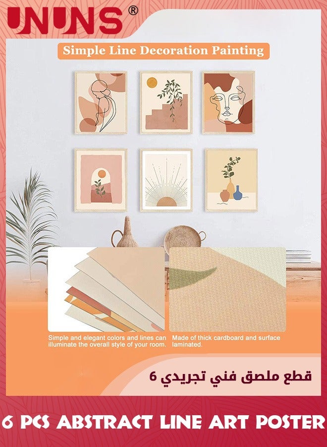 UNUNS Abstract Line Art Poster,6 Pcs Minimalist Wall Art Prints Modern Boho Aesthetic Art Room Decor,Woman Face Landscape Geometric Drawing Wall Art For Bedroom Living Room Dorm Hallway,Unframed 21x30cm - Image 5