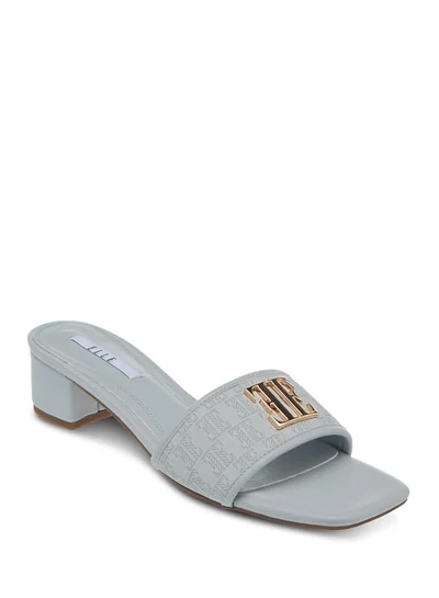 ELLE Womens Monogram Detail Slip-On Sandals With Block Heels