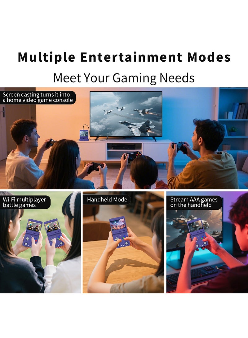 أنبيرنيك RG34XXSP Flip Handheld Gaming Console ، شاشة IPS 3.4 بوصة ، Linux64-bit وحدة ألعاب واحدة ، 64G TF فتحة مزدوجة ، بطارية 3300mAh ، WiFi Bluetooth ، مشغل لعبة الفيديو المحمولة القابلة للطي على غرار. - Image 2