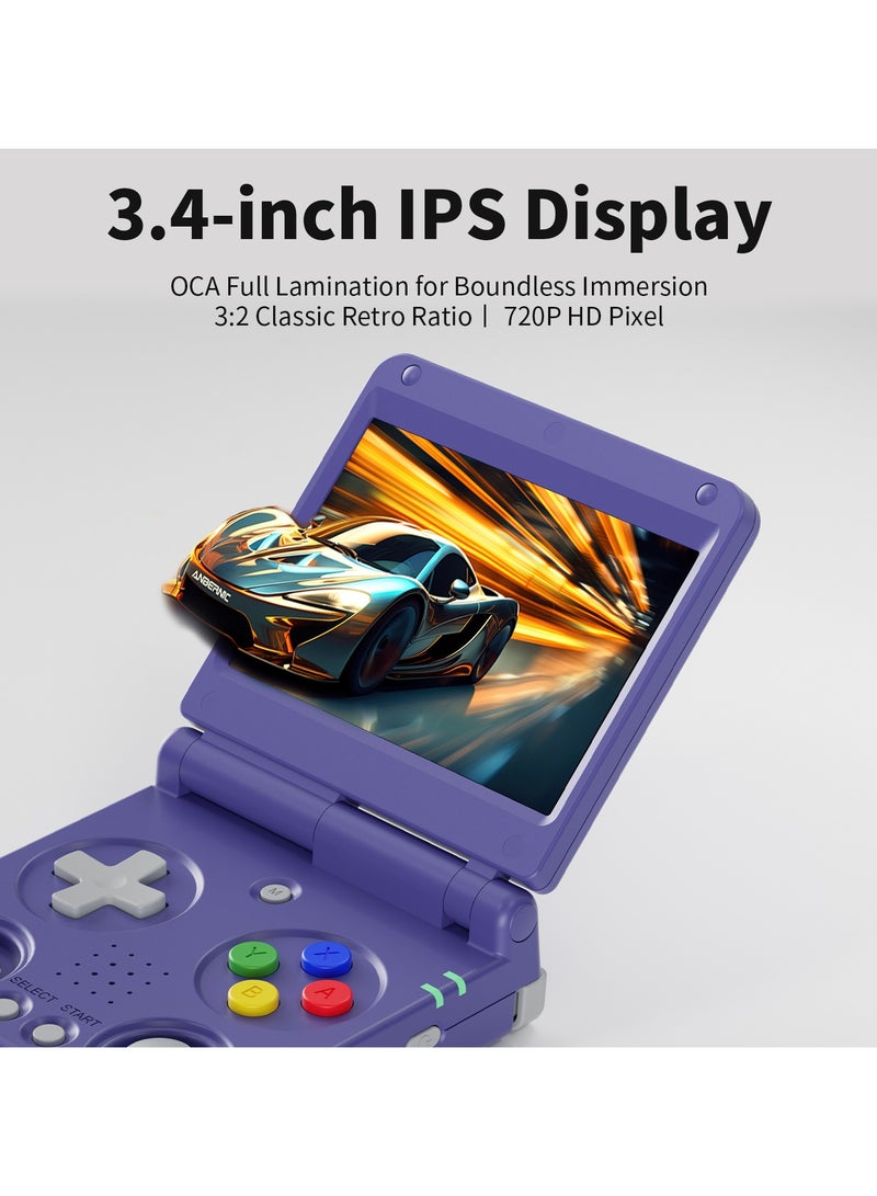 أنبيرنيك RG34XXSP Flip Handheld Gaming Console ، شاشة IPS 3.4 بوصة ، Linux64-bit وحدة ألعاب واحدة ، 64G TF فتحة مزدوجة ، بطارية 3300mAh ، WiFi Bluetooth ، مشغل لعبة الفيديو المحمولة القابلة للطي على غرار. - Image 4