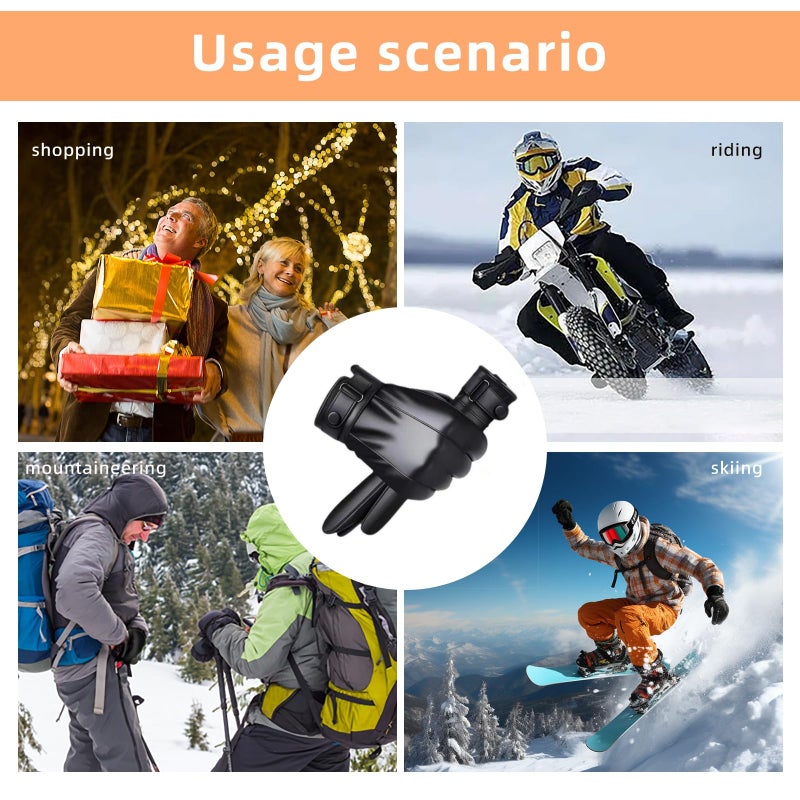 POONWEI Leather Gloves For Men,Winter Warm Touch Screen Motor Gloves,Soft Cashmere Lining-Christmas, Valentine's Day present - Image 5