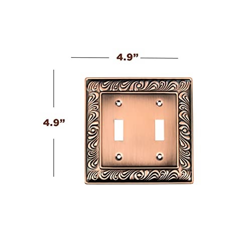 SleekLighting | Wall plates Decorative Tumbled Antique Copper | Electric Outlet and Switch Covers| Style: 2 Gang Toggle (1 Pack) - Image 2