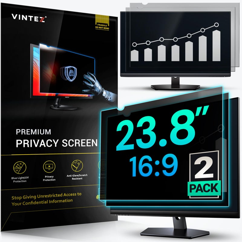 VINTEZ 2 Pack 238 Inch 169 Privacy Screen for Computer Monitor and Laptop Anti Glare Protector Film Blue Light Filter Eye Protection Computer Screen Privacy Shield