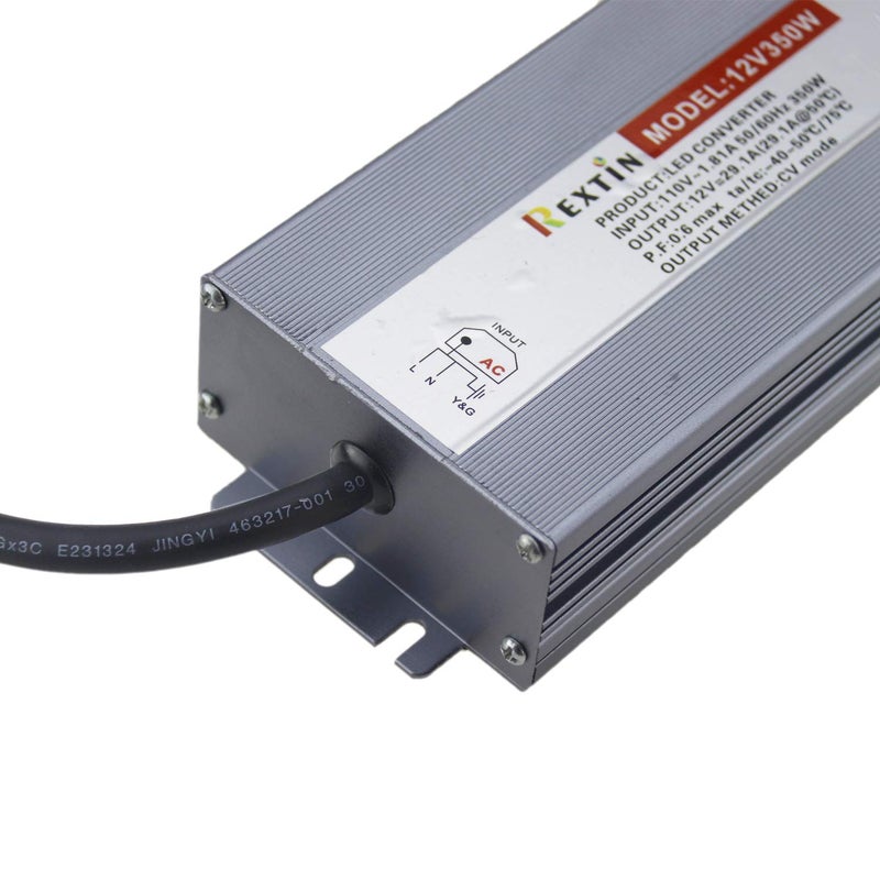 Rextin DC 12V 350W 29A Power Supply Outdoor Constant Voltage Transformer IP67 Waterproof Aluminum Alloy Shell for LED Lighting Strip Module Accessories - Image 3