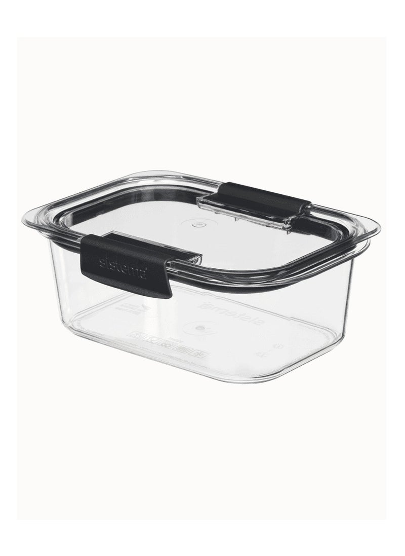 sistema - Sistema 920ML Brilliance Medium Rectangle stackable food storage, 100% Leak proof, stain resistant, with easy locking clips, Microwave, Dishwasher safe and BPA Free, Clear - Image 1