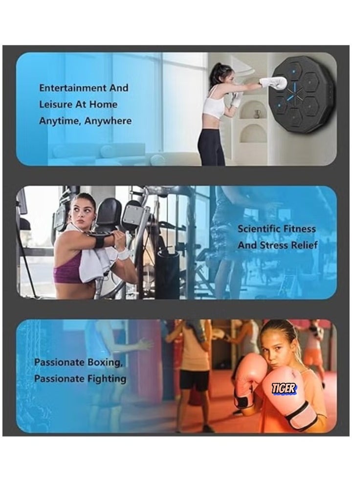 TIGER - Indoor Electronic Music Boxing Machine Wall Mounted, Smart Boxing Target with LED Lights, Interactive Music Boxing Trainer, Ideal for Fitness & Outdoor Fun Exercises, Professional Training Device for Reflexes, Coordination & Strength - Image 1