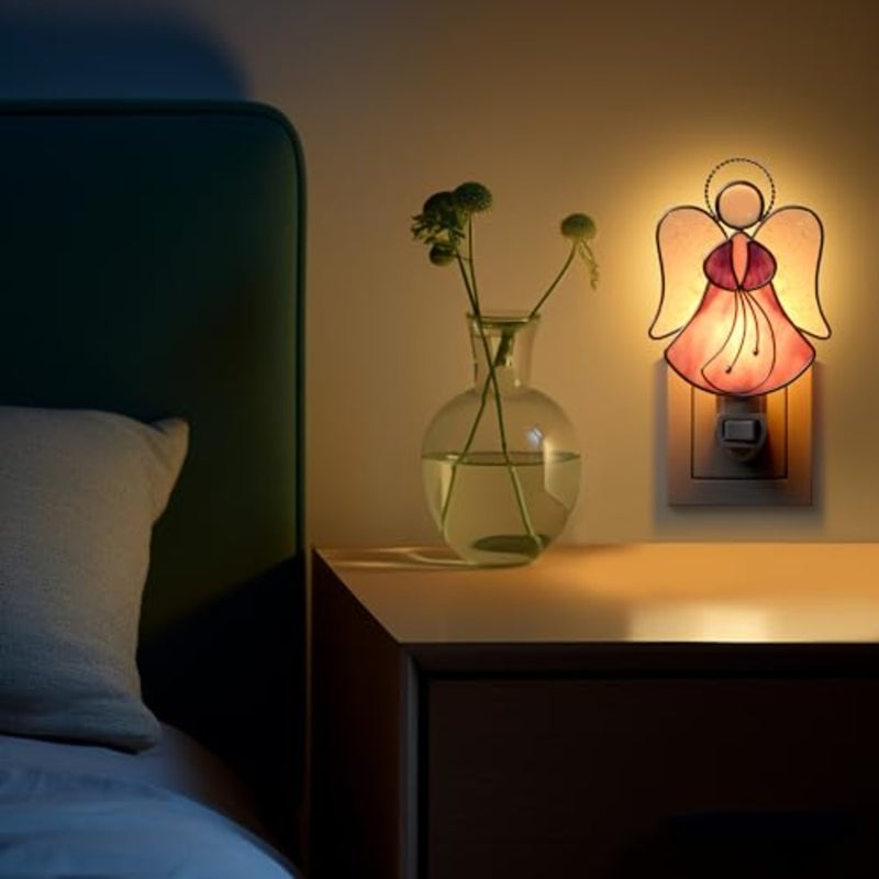 Night Lights Plug into Wall, Stained Glass Plug in Night Light for Wall Socket Decorative Nightlight for Bedroom Hallway Kitchen Home Gifts for Mom Mother`s Day Birthday Christmas - Image 2