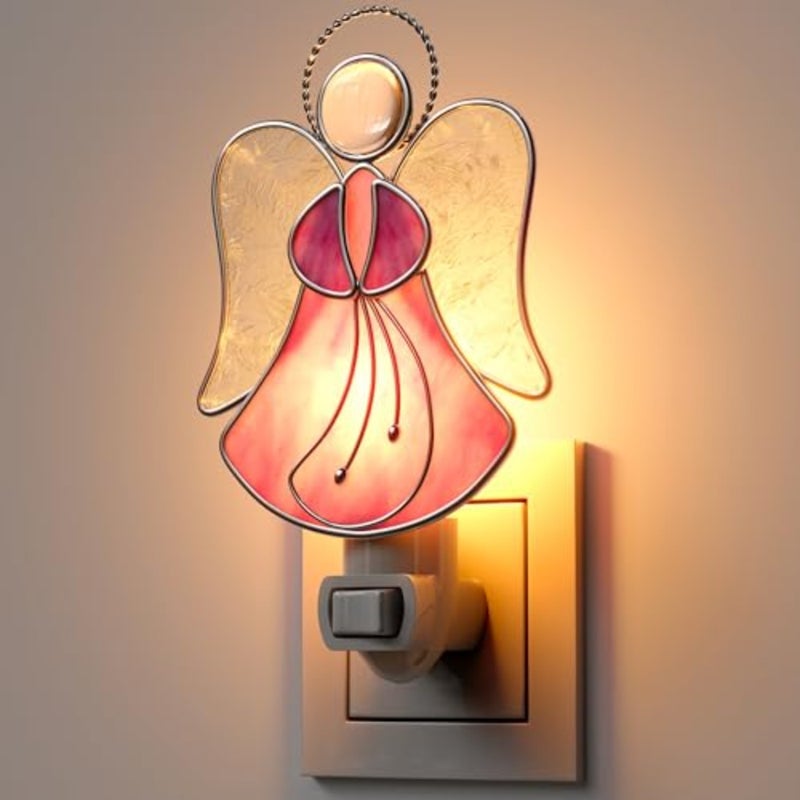 Night Lights Plug into Wall, Stained Glass Plug in Night Light for Wall Socket Decorative Nightlight for Bedroom Hallway Kitchen Home Gifts for Mom Mother`s Day Birthday Christmas - Image 1