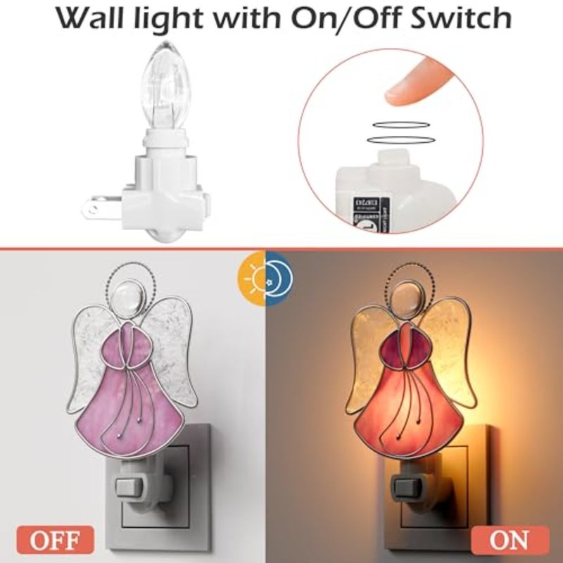 Night Lights Plug into Wall, Stained Glass Plug in Night Light for Wall Socket Decorative Nightlight for Bedroom Hallway Kitchen Home Gifts for Mom Mother`s Day Birthday Christmas - Image 5