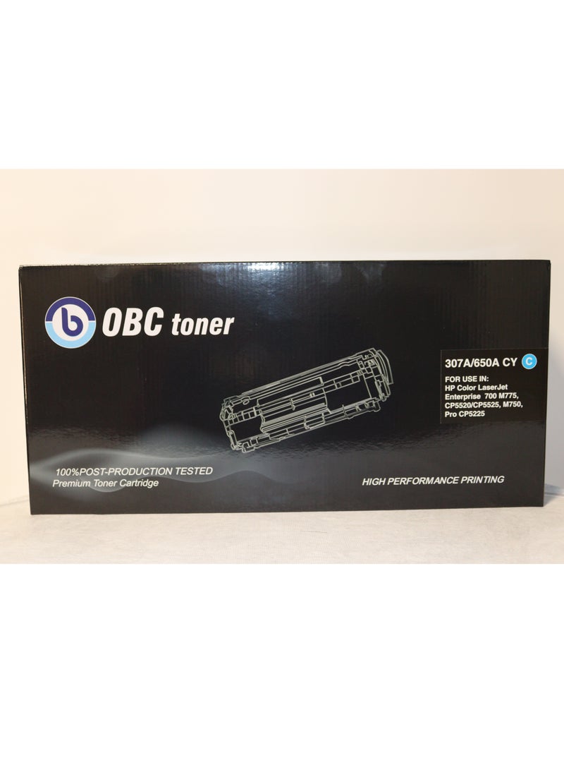 OBC Compatible Cyan Laser Toner Cartridge Replacement for HP 307A/650A - Prints up to 7300 pages in vivid color and high quality - Image 1