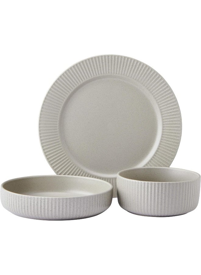 Pfaltzgraff Tranquility 12 Piece Plates Bowls Dinnerware Set Service for 4 Cream - Image 2