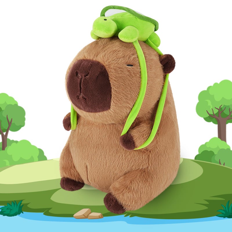 Achwishap Capybara PlushCute Plushies Capybara Stuffed AnimalSoft Capybaras Plush ToysKawaii Plushie Stuffed Toys with Turtle Backpack Plushies Gifts for Kids Adults BirthdayBrown 14 - Image 3