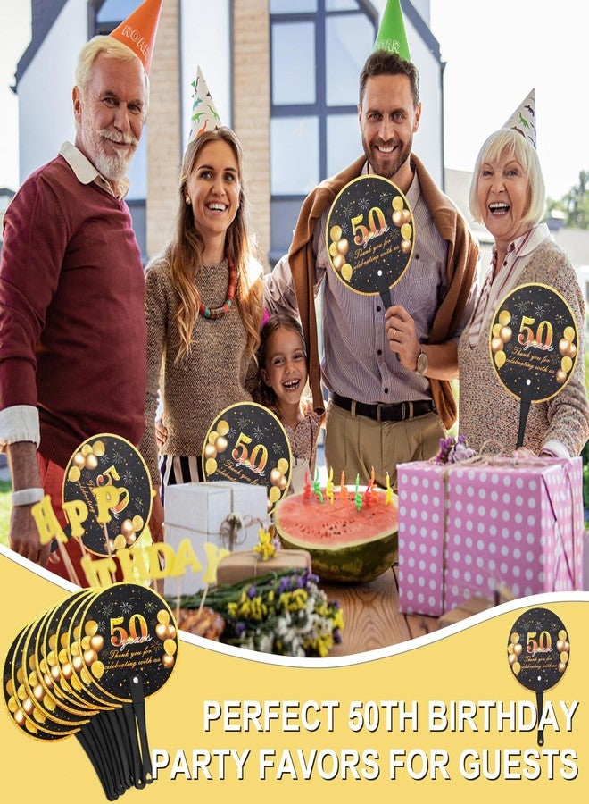 TYHBO 50 PCS Birthday Fans, Plastic Fans in Bulk, 50th Birthday Fans for Guests, Thank You for Celebrating with Us Birthday Favors Fan with Handle(50th Birthday) - Image 4