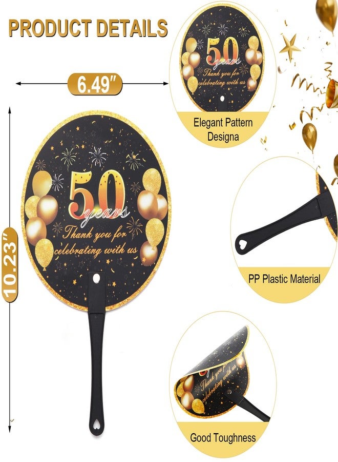 TYHBO 50 PCS Birthday Fans, Plastic Fans in Bulk, 50th Birthday Fans for Guests, Thank You for Celebrating with Us Birthday Favors Fan with Handle(50th Birthday) - Image 3
