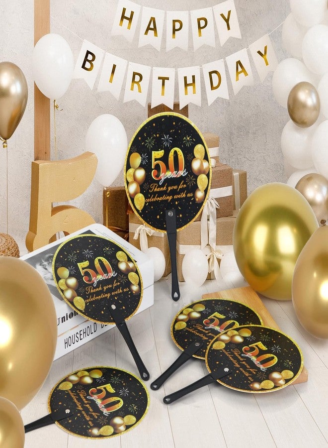 TYHBO 50 PCS Birthday Fans, Plastic Fans in Bulk, 50th Birthday Fans for Guests, Thank You for Celebrating with Us Birthday Favors Fan with Handle(50th Birthday) - Image 2