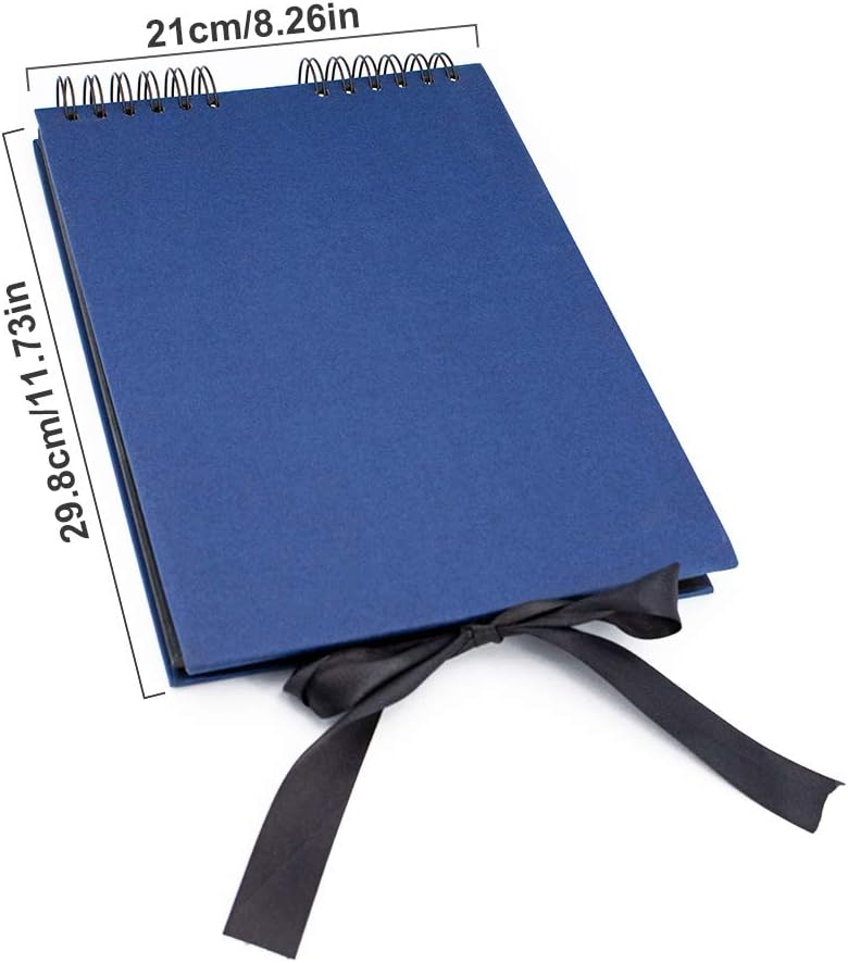 EVNEED Scrapbook Photo Album DIY Scrap Book Black Pages for Wedding Guest Book Anniversary Valentines Day Gifts with 15 Marker Paint Pens,80 Pages,Blue (40 Sheets) - Image 2
