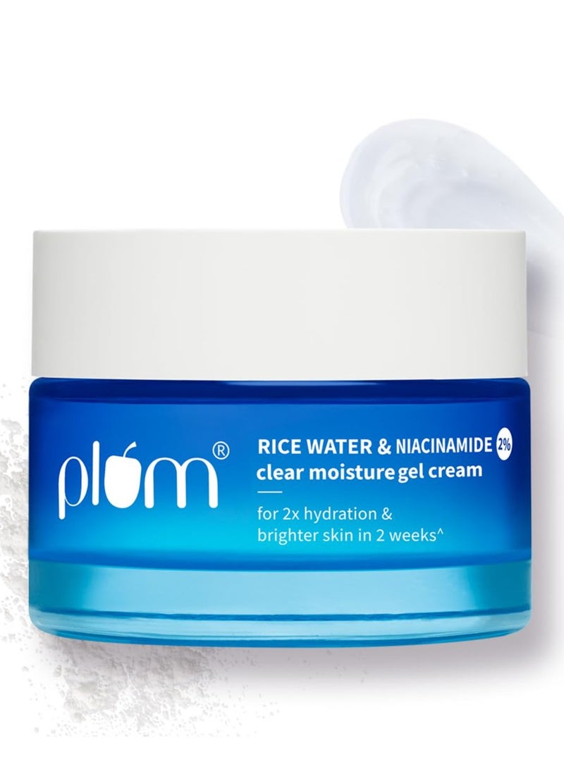 Plum 2% Niacinamide and Rice Water Oil-Free Gel Cream Moisturizer   Fades Blemishes and Dark Spots  Light Winter Moisturizing Cream  Dermatologically Tested All Skin Types 100% Vegan 50 g - Image 1