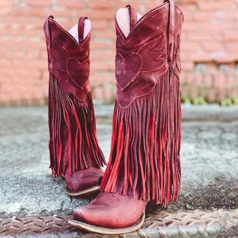 Dropshopping 2020 Tassel 40-43 Plus Size Pointed Toe Mid-Calf Mid Heel Women'S Boots - Image 2