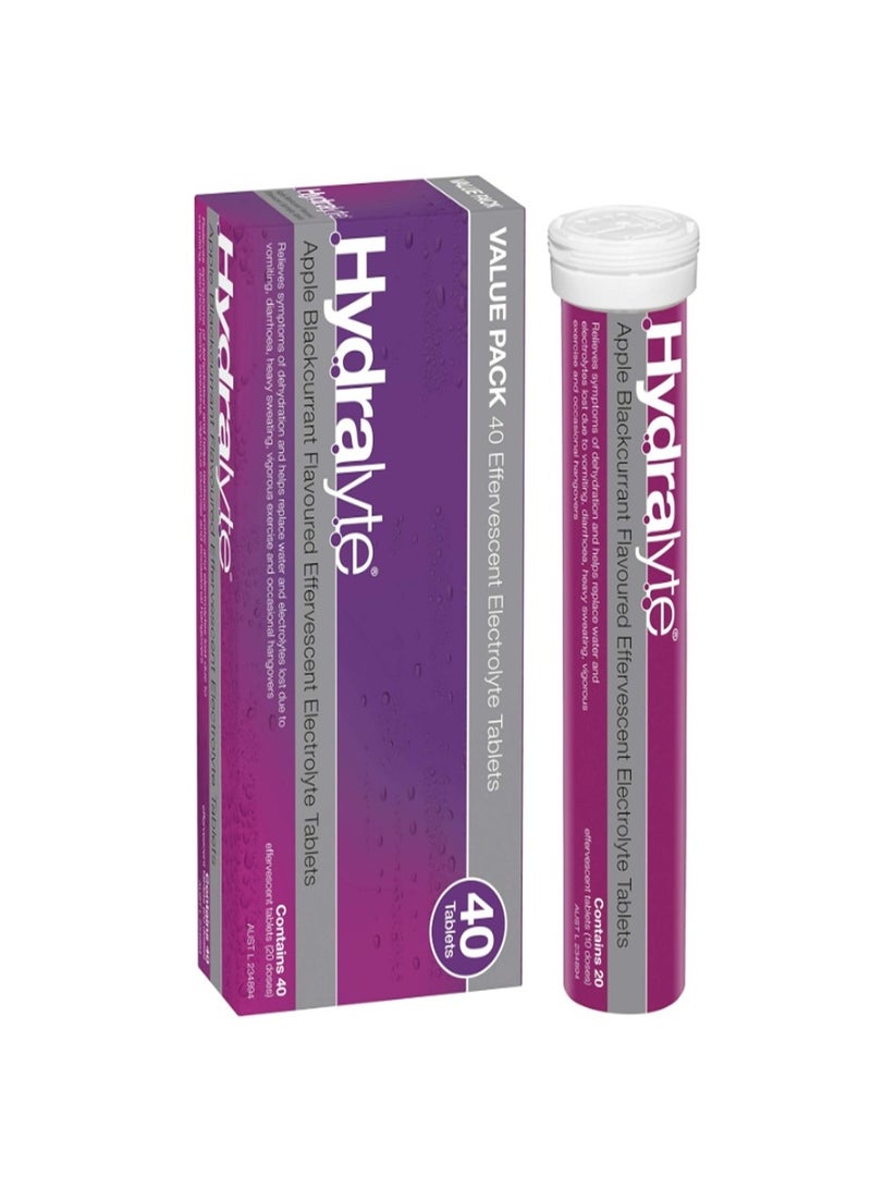 Hydralyte Twin Pack Electrolyte Effervescent Apple Blackcurrant Flavoured 40-Tablets - Image 2