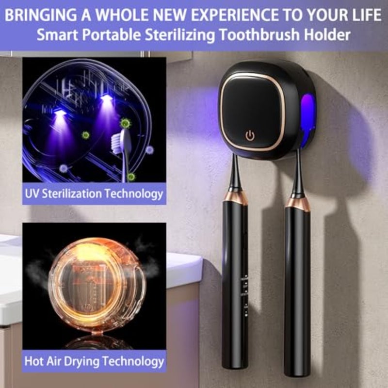 Toothbrush Holder Wall Mounted, Rechargeable Smart Cleaner Case, Portable Toothbrush Holder for Electric and Manual Toothbrushes, Travel Home Toothbrush Cleaning Box - Image 3