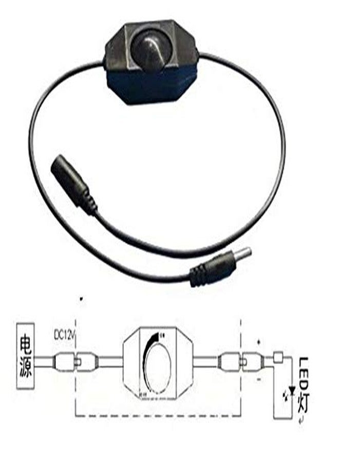 protium مفتاح تعتيم شريط LED يعمل بجهد 12-24 فولت تيار مستمر مع محول تيار مستمر أنثى/ذكر، مصباح LED صغير أحادي اللون، ملحقات إضاءة، وحدة تحكم في السطوع قابلة للتعديل، مفتاح تعتيم يدوي بمقبض، أبيض - Image 4