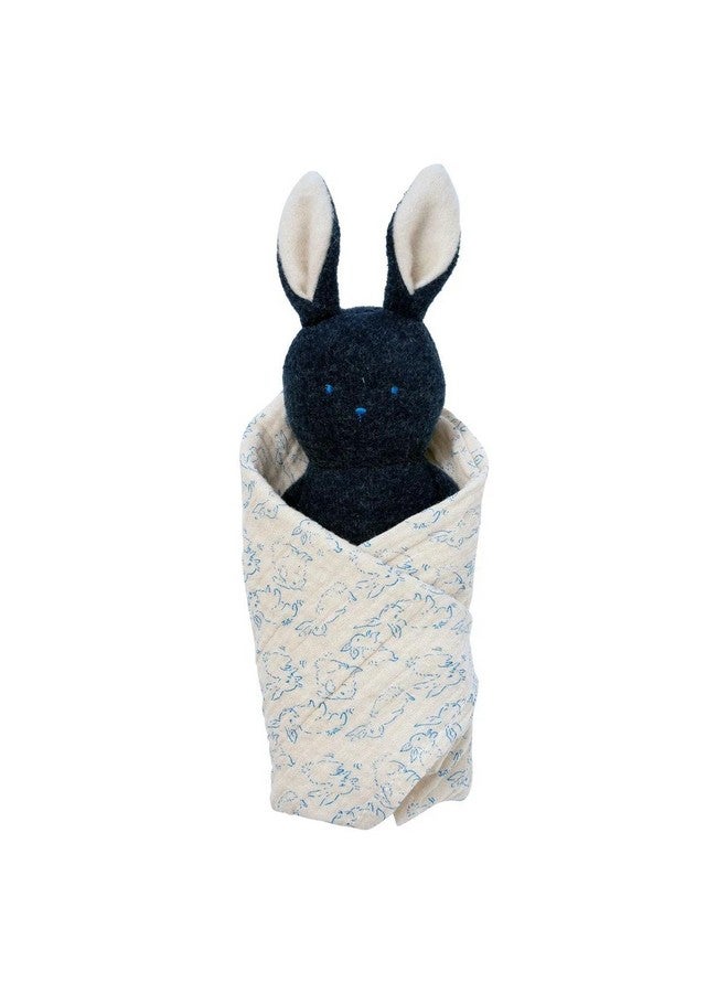 Manhattan Toy Manhattan Toy Embroidered Plush Bunny Baby Rattle + Soft Cotton Burp Cloth, 16 x 16 Inches