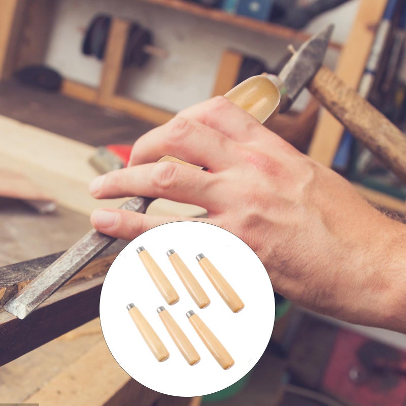 6Pcs Wooden File Handles With Collars Replacement For Woodworking DIY Tools - Image 5