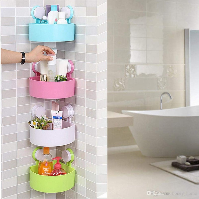 TOPHAVEN Bathroom Kitchen Storage Organize Shelf Rack Triangle Shower Corner Caddy Basket with Wall Mounted Suction Cup (Pack of-04) - Image 1