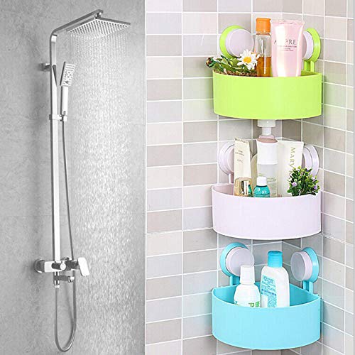 TOPHAVEN Bathroom Kitchen Storage Organize Shelf Rack Triangle Shower Corner Caddy Basket with Wall Mounted Suction Cup (Pack of-04) - Image 2