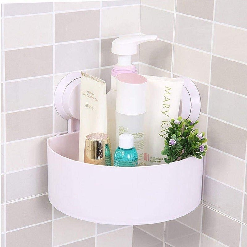 TOPHAVEN Bathroom Kitchen Storage Organize Shelf Rack Triangle Shower Corner Caddy Basket with Wall Mounted Suction Cup (Pack of-04) - Image 4