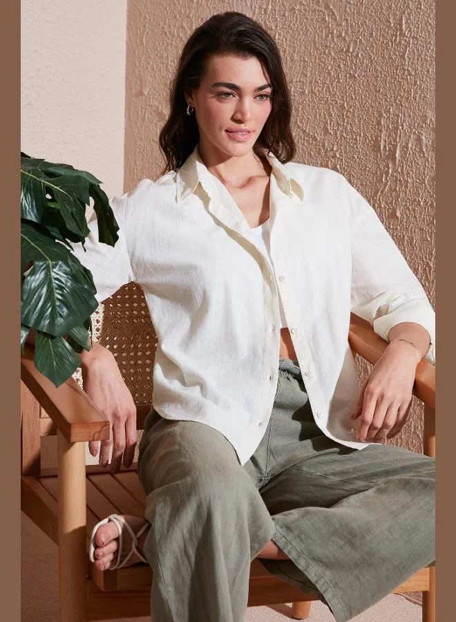 Lela Lela Cotton Regular Fit Long Sleeve Plain Shirt Women's SHIRT CF25S168305