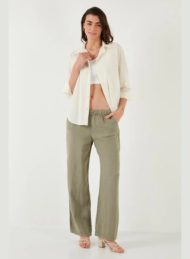 ليلا قميص نسائي قطني عادي بأكمام طويلة سادة