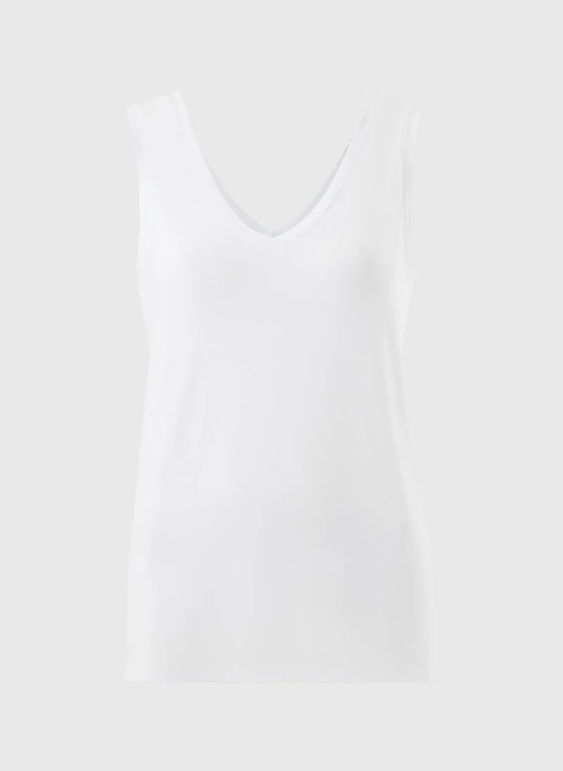 ماتلان White V-Neck Vest Top