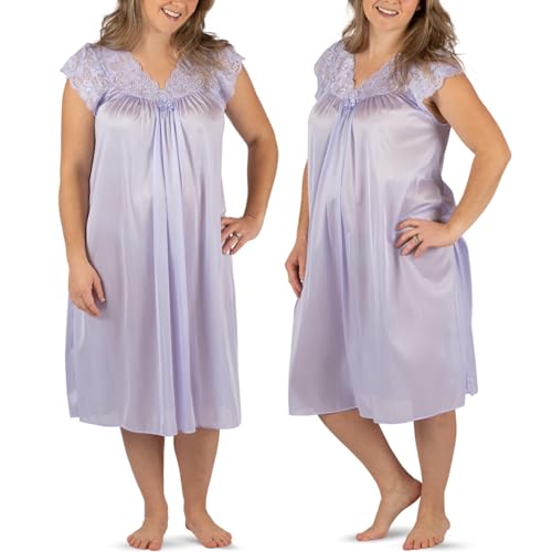 Shadowline Women’s Short Lace Cap Sleeve Nightgown - 40” Length Gown - Image 5