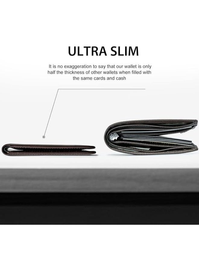 GSOIAX Mens Slim Wallet, Minimalist Thin Front Pocket Leather Credit Card Holder with RFID Blocking for Work Travel - Image 2