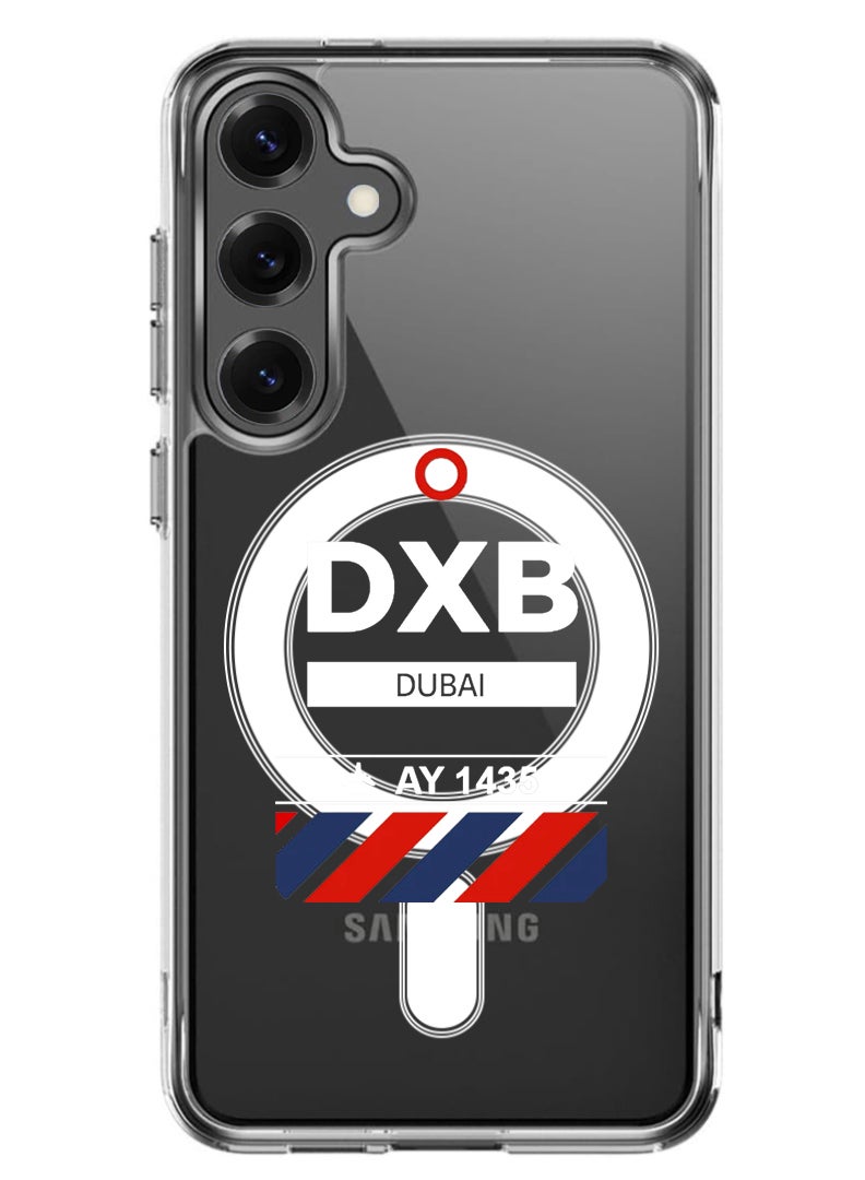 Theodor Magnetic Case for Samsung Galaxy S25 6.2-inch Compatible with MagSafe Wireless Charging, Shockproof Phone Bumper Cover DXB Airport - White - Image 1