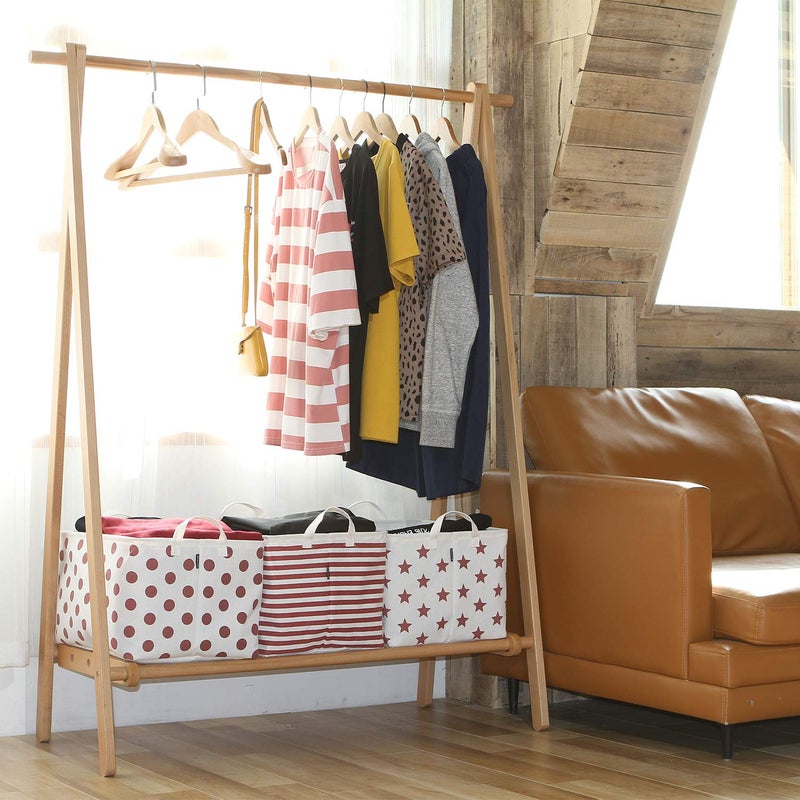 Sea Team Collapsible Canvas Fabric Storage Basket with Handles, Rectangle Waterproof Storage Bin, Box, Cube, Foldable Shelf Basket, Closet Organizer, 16.5 x 11.8 x 9.8 Inches, Red Stripe - Image 3