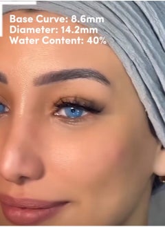 Unibling New York Blue Yearly Colored Contact Lenses, Unisex Cosmetic Contact Lenses, Enlargement Collection, Light Blue, With Case  - Image 2