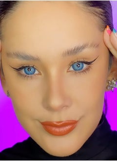 Unibling New York Blue Yearly Colored Contact Lenses, Unisex Cosmetic Contact Lenses, Enlargement Collection, Light Blue, With Case  - Image 3